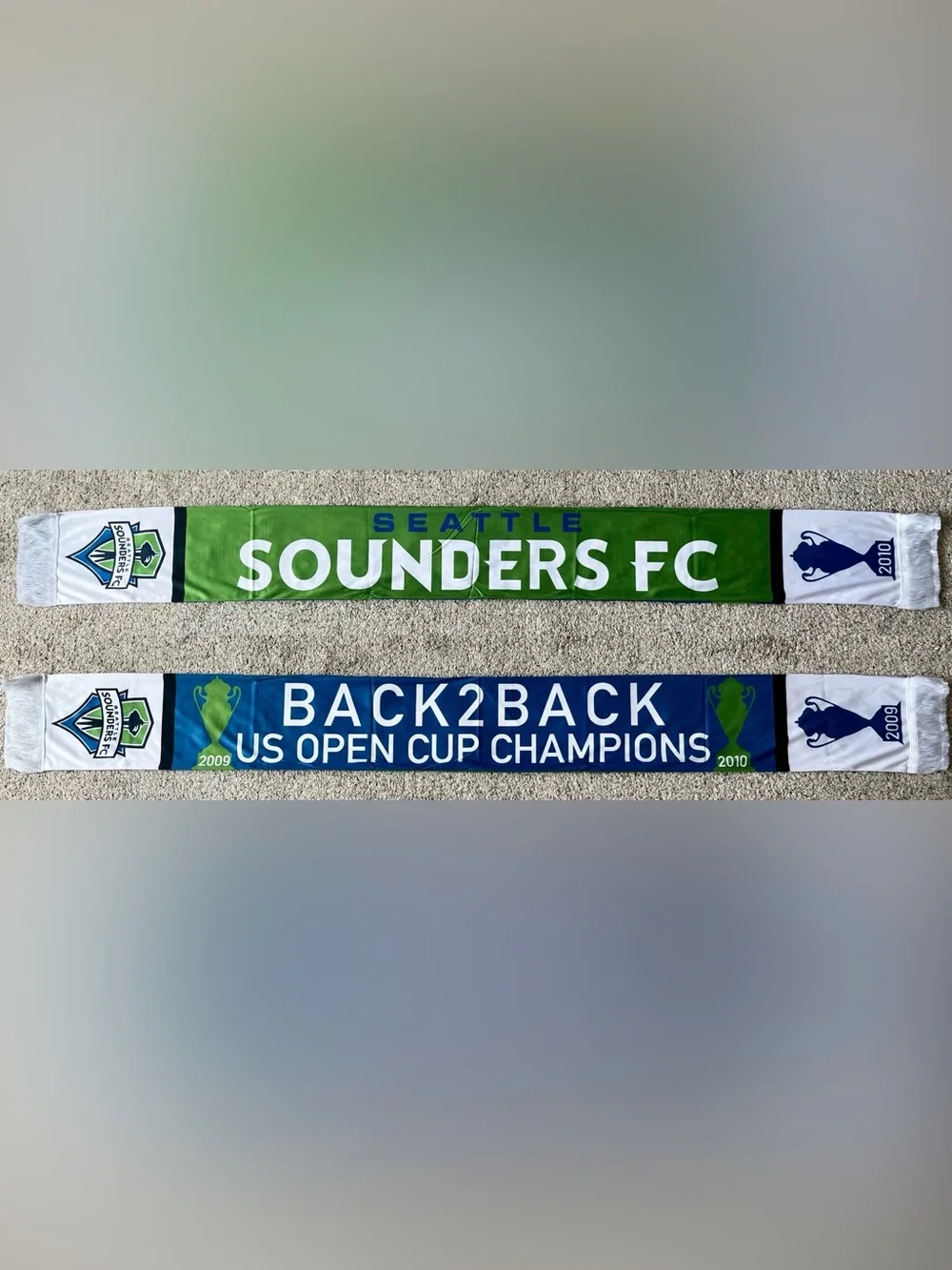 Seattle Sounders 2010 US Open Cup Champions Back2Back Soccer Scarf